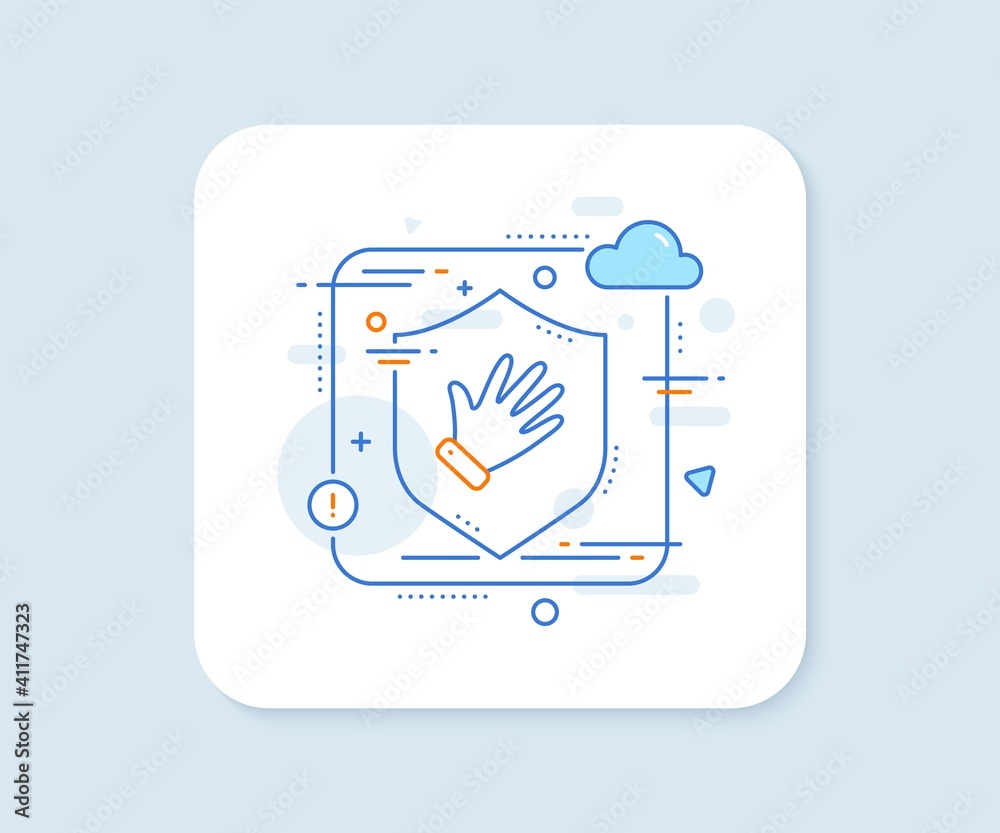 Hand line icon. Abstract vector button. Wave palm sign. Gesture symbol. Hand line icon. Protect shield concept. Vector Hand line icon. Abstract vector button. Wave palm sign. Gesture symbol. Hand line icon. Protect shield concept. Vector