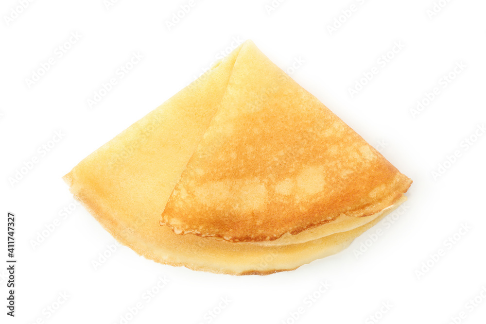 Fototapeta premium Tasty thin pancake isolated on white background