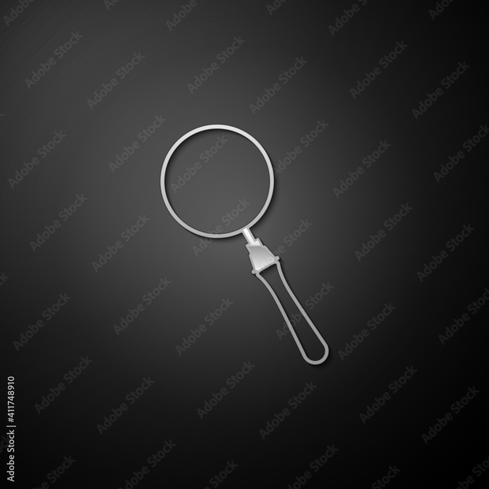 custom made wallpaper toronto digitalSilver Magnifying glass icon isolated on black background. Search, focus, zoom, business symbol. Long shadow style. Vector.