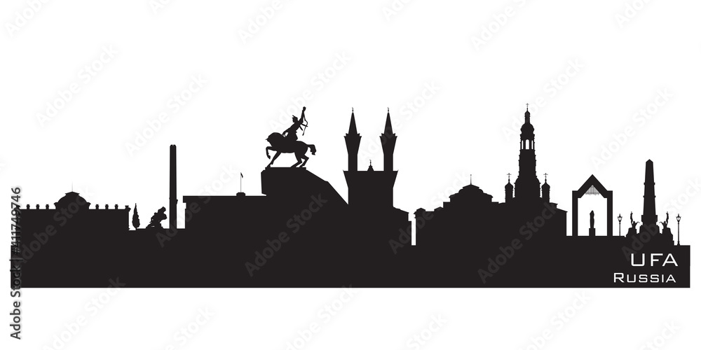 Ufa Russia city skyline vector silhouette
