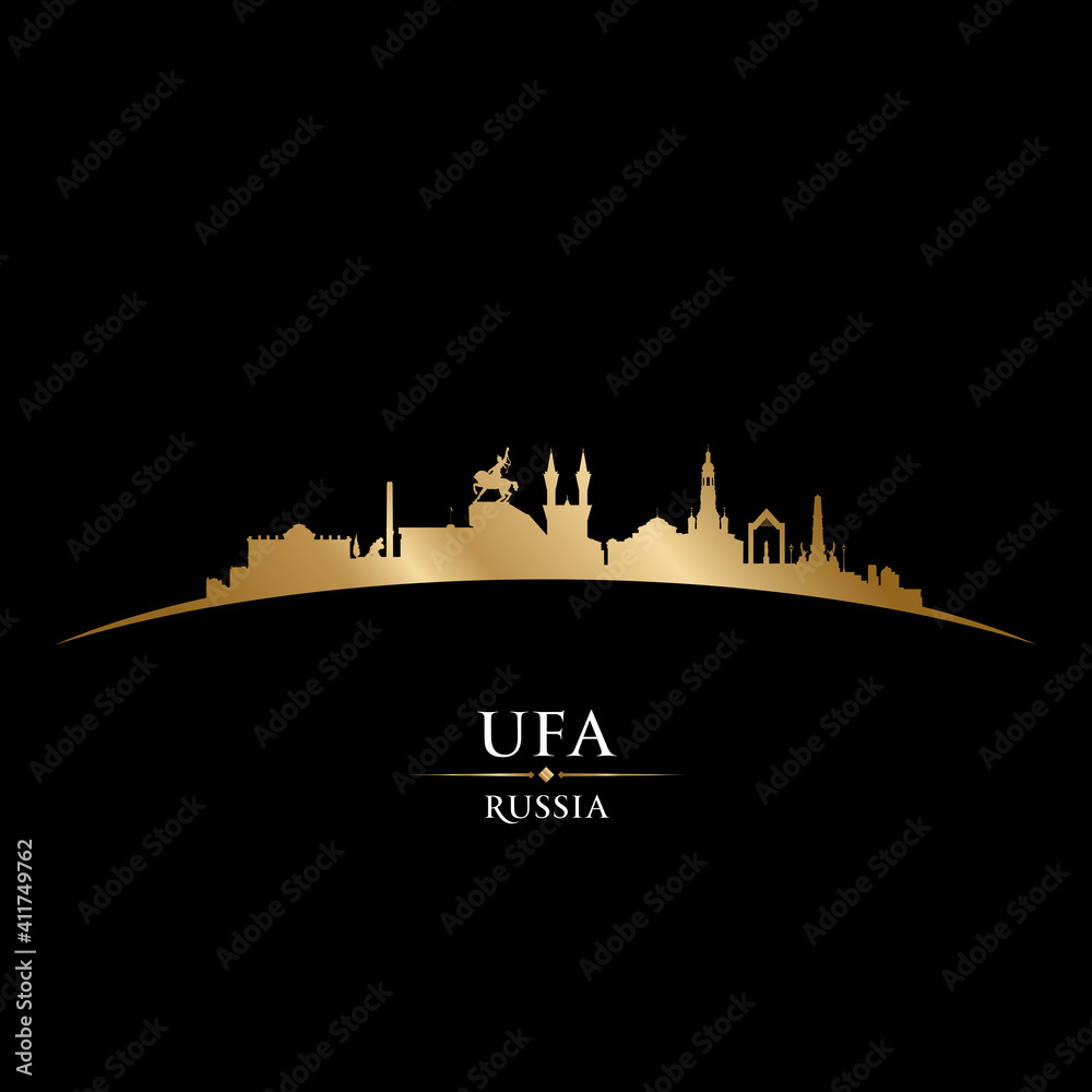 Ufa Russia city silhouette black background