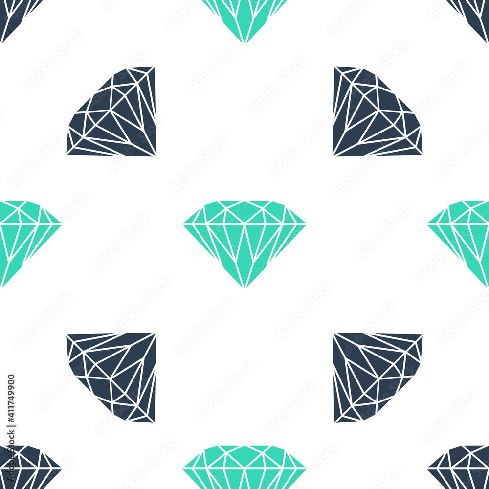 Green Diamond icon isolated seamless pattern on white background. Jewelry symbol. Gem stone. Vector. Green Diamond icon isolated seamless pattern on white background. Jewelry symbol. Gem stone. Vector.