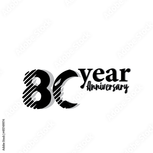 80 Year Anniversary Logo Vector Template Design Illustration black