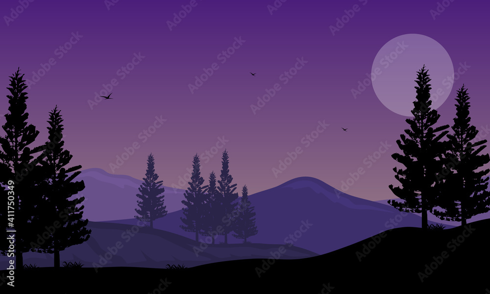 Fantastic blue sky color in the suburbs. Vector illustration