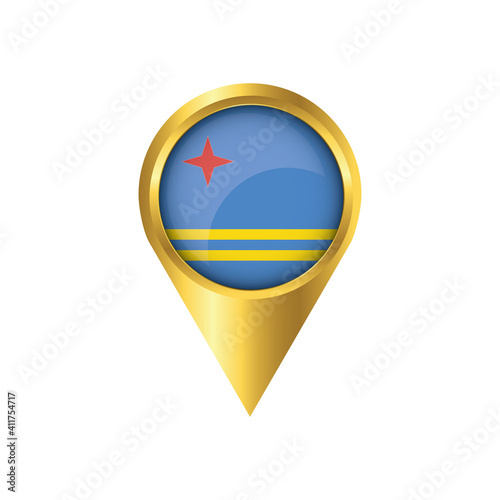 Free Download Flag of Aruba.symbol check in Aruba, golden map pointer with the national flag of Aruba in the button. vector illustration. - GFXLoad