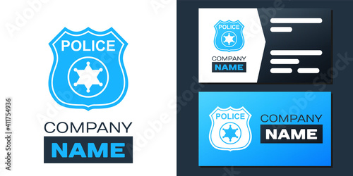 Logotype Police badge icon isolated on white background. Sheriff badge sign. Logo design template element. Vector.