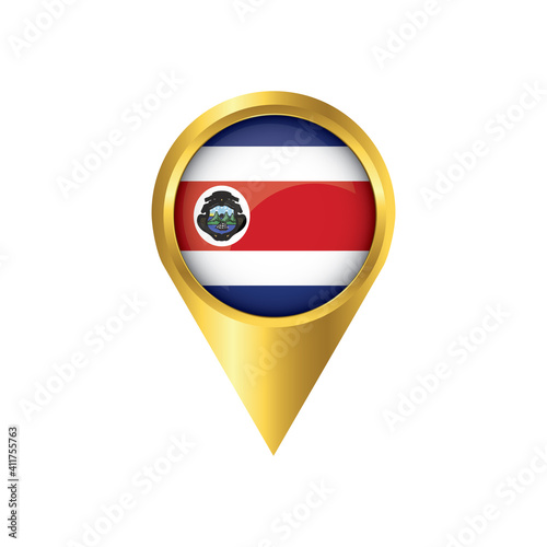 Flag of Costa Rica.symbol check in Costa Rica, golden map pointer with the national flag of in the button. vector illustration. Free Download Flag of Costa Rica.symbol check in Costa Rica, golden map pointer with the national flag of in the button. vector illustration. - GFXLoad