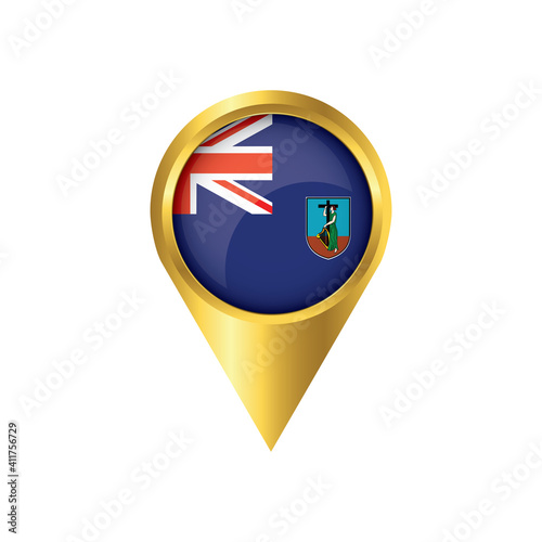 Free Download Flag of Montserrat.symbol check in Montserrat, golden map pointer with the national flag of Montserrat in the button. vector illustration. - GFXLoad