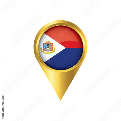 Free Download Flag of Sint Maarten.symbol check in Sint Maarten, golden map pointer with the national flag of Sint Maarten in the button. vector illustration. - GFXLoad