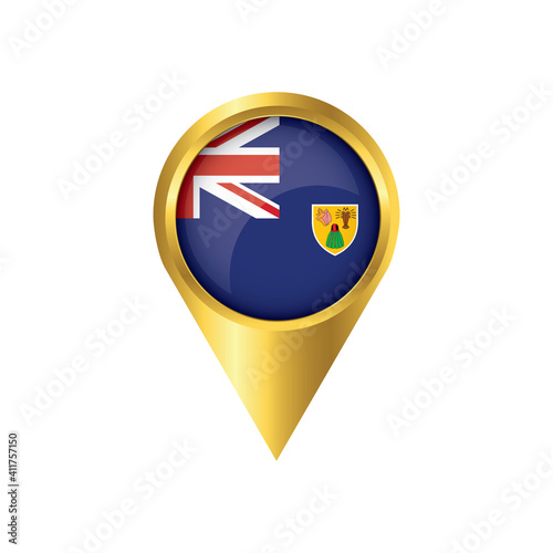Free Download Flag of Turks and Caicos Islands.symbol check in Turks and Caicos Islands, golden map pointer with the national flag of in the button. vector illustration. - GFXLoad