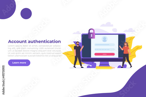 Online registration and sign up, Account authentication concept. Vector UI illustration.