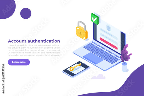 Online registration and sign up, Account authentication concept. Vector UI illustration.