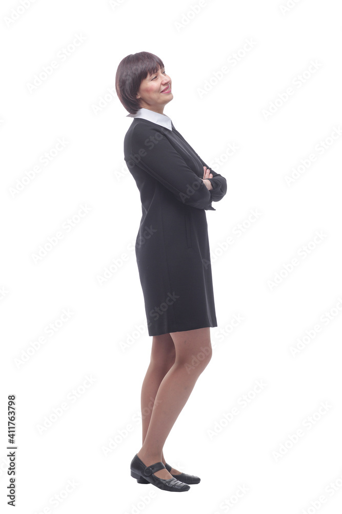 side view. young woman in business clothes looking at the camera . side view. young woman in business clothes looking at the camera .