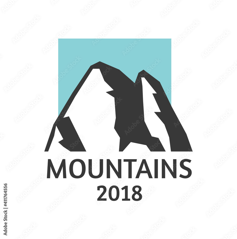 Hand Drawn Mountain Isolated. Vector Illustration Ski Resort Logo. Drawing Camping Element Winter Landscape Hand Drawn Mountain Isolated. Vector Illustration Ski Resort Logo. Drawing Camping Element Winter Landscape