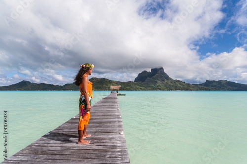 Local tahitian woman, Bora Bora, French Polynesia