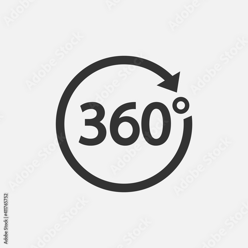 360 Icon. 360 degree view symbol. Vector illustration. Eps