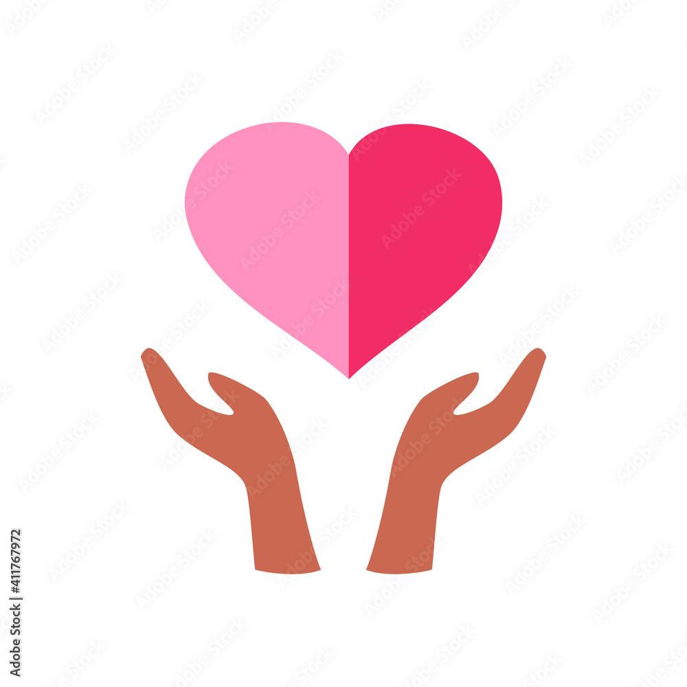Hands hold the red heart symbol icon graphic design, logo sign isolated on white background vector illustration Hands hold the red heart symbol icon graphic design, logo sign isolated on white background vector illustration