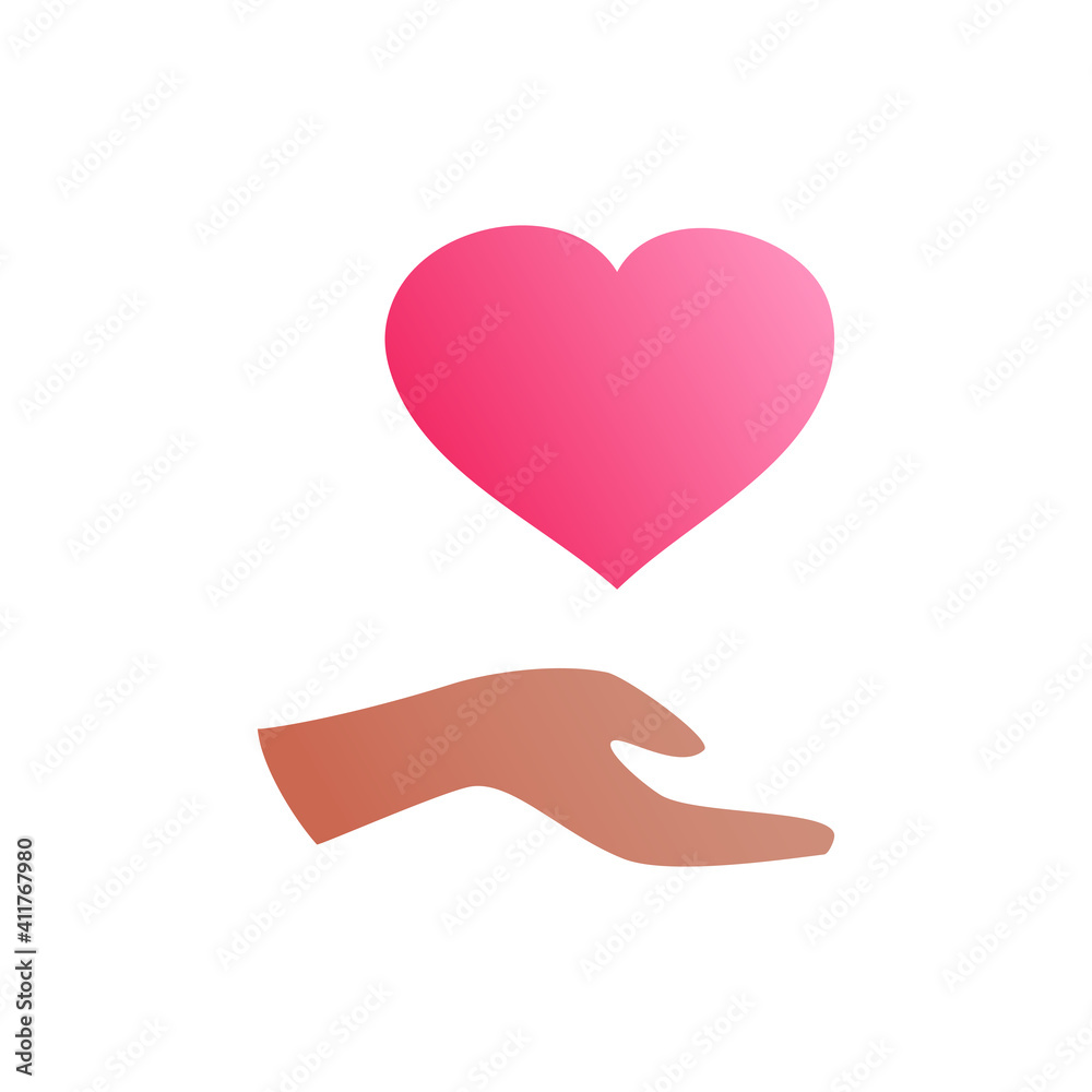 Hands hold the red heart symbol icon graphic design, logo sign isolated on white background vector illustration Hands hold the red heart symbol icon graphic design, logo sign isolated on white background vector illustration