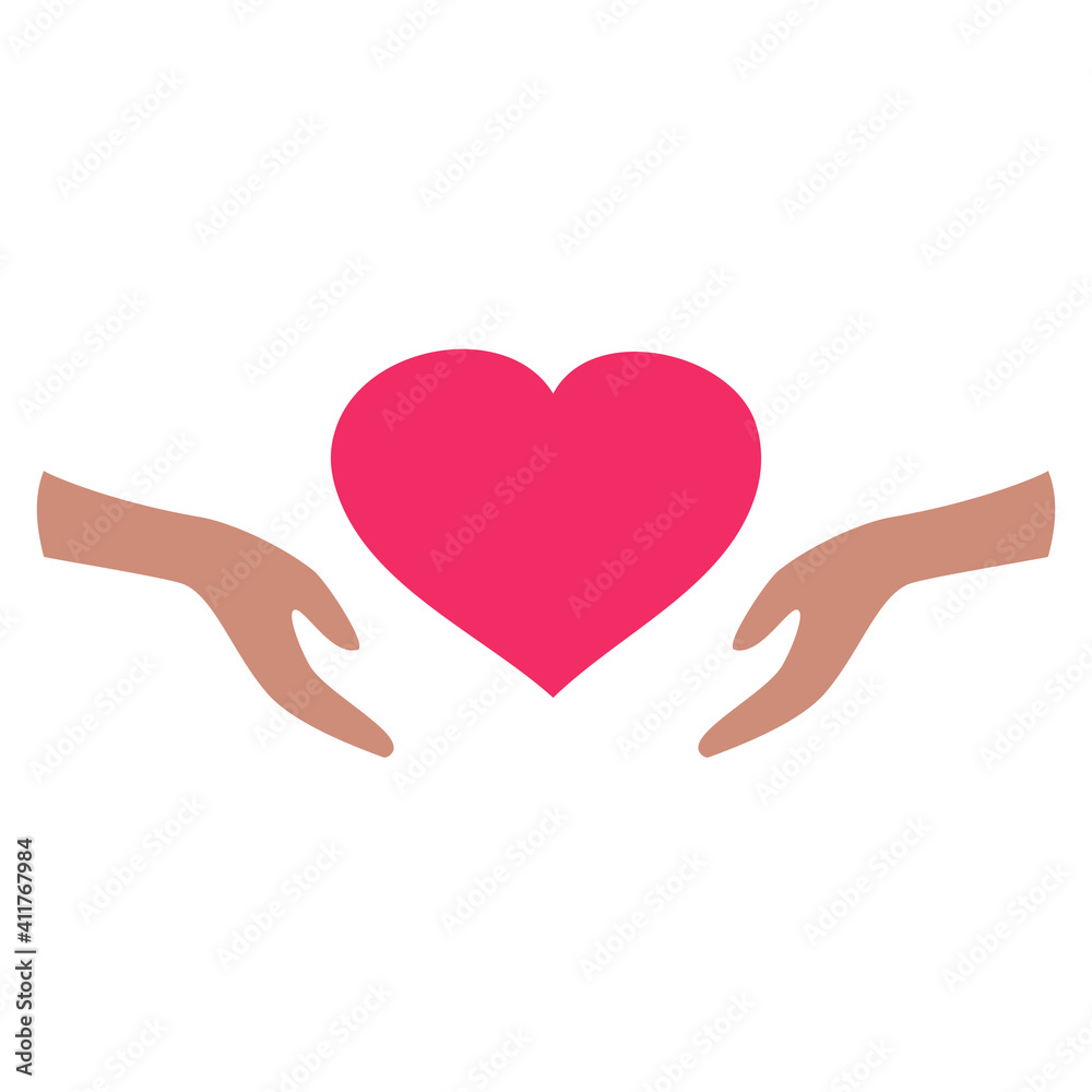 Hands hold the red heart symbol icon graphic design, logo sign isolated on white background vector illustration Hands hold the red heart symbol icon graphic design, logo sign isolated on white background vector illustration