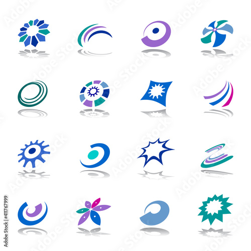 Circular rotation and motion in design elements. Abstract icons.