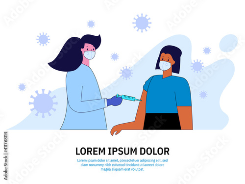 Vector landing page of Vaccination, prevention and immunize