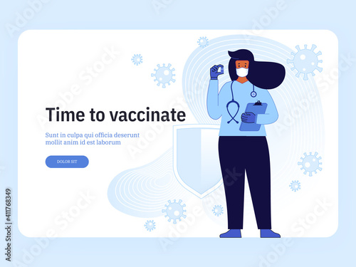 Vector landing page of Time to Vaccinate concept