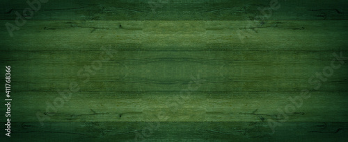 Abstract grunge old dark green painted wooden texture - wood background panor...