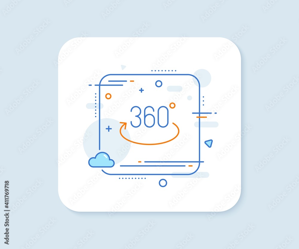 360 degree line icon. Abstract square vector button. Full rotation sign. VR technology simulation symbol. Full rotation line icon. Quality concept badge. Vector 360 degree line icon. Abstract square vector button. Full rotation sign. VR technology simulation symbol. Full rotation line icon. Quality concept badge. Vector