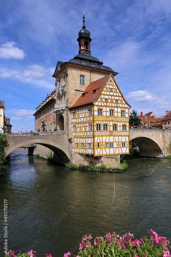 The famous old town hall in the old town of Bamberg