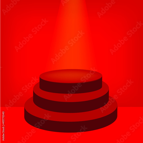 Podium with red carpet on stage.Vector for Chinese New Year.