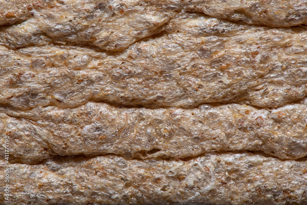 Texture of puffed multi-grain crispbread close-up. macro