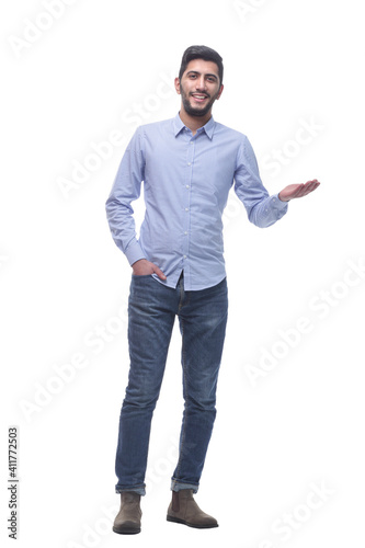 in full growth. attractive young man in jeans.