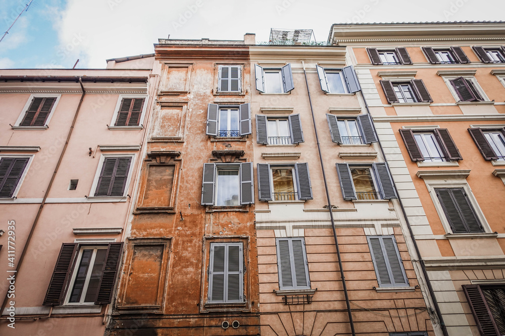 Residential buildings in Rome, Italy.