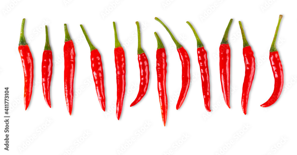 number of red chili peppers isolated on white number of red chili peppers isolated on white