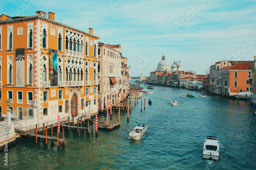 view of Venice's grand canal with bridge at the bottom © karzof pleine
