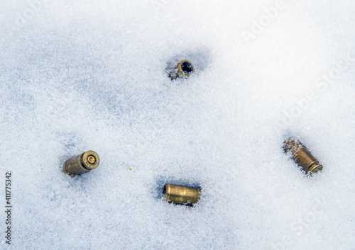 Photo bullet shell snow