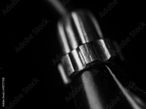 Close up of a barrel brake lever adjuster