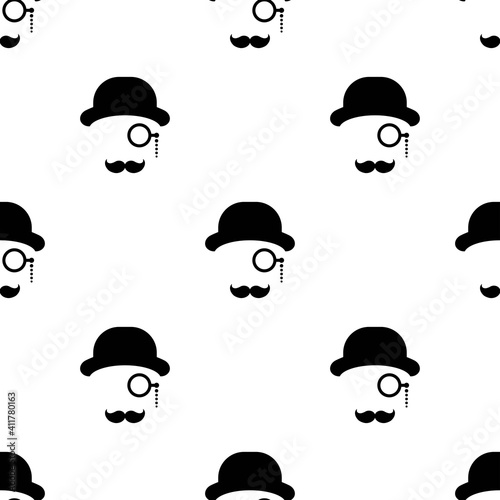 Seamless pattern with gentleman on white background.
