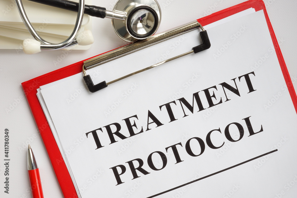 Treatment protocol or Guidelines and stethoscope in the hospital.