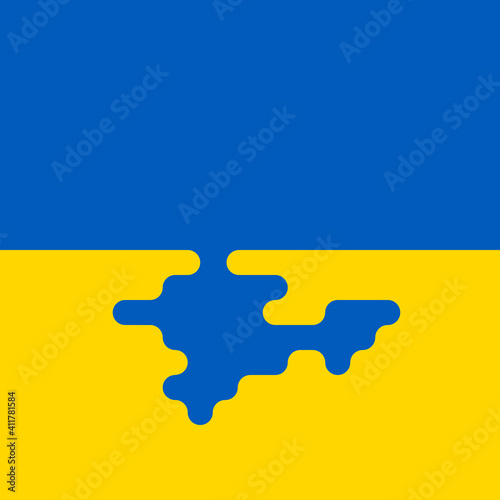 Ukraine flag with Crimea pinensula illustration