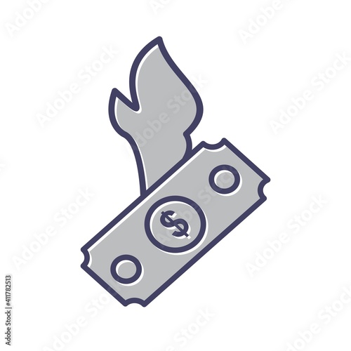 Unique Dollar On Fire Line Vector Icon