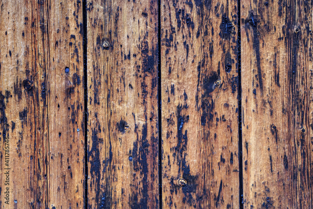 Burnt brown wood not painted wall texture background