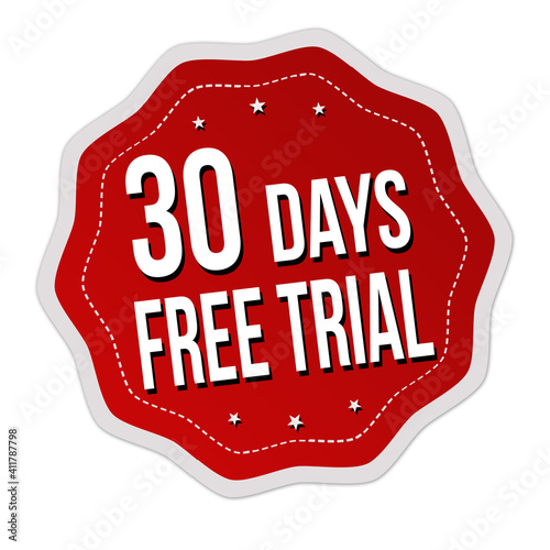 30 days free trial label or sticker