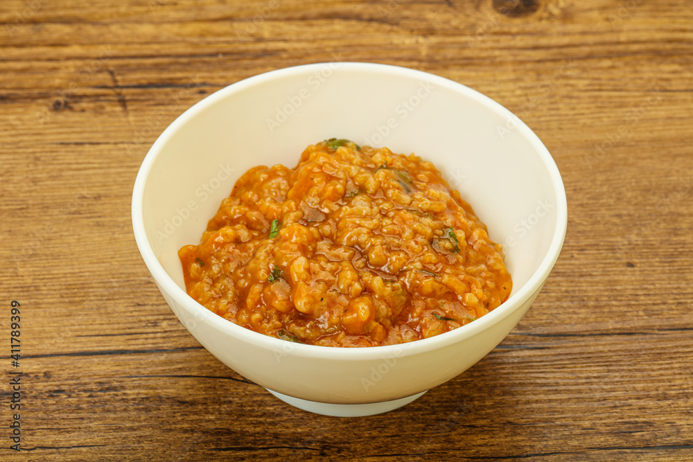 Traditional Georgian Kharcho soup with meat Traditional Georgian Kharcho soup with meat