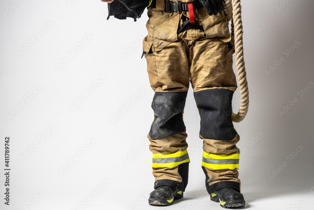 firefighter man on white background