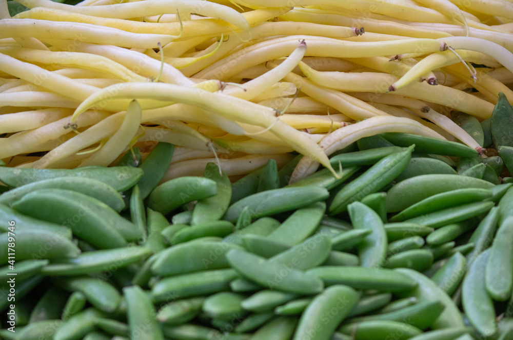 background: mix of yellow and green beans background: mix of yellow and green beans
