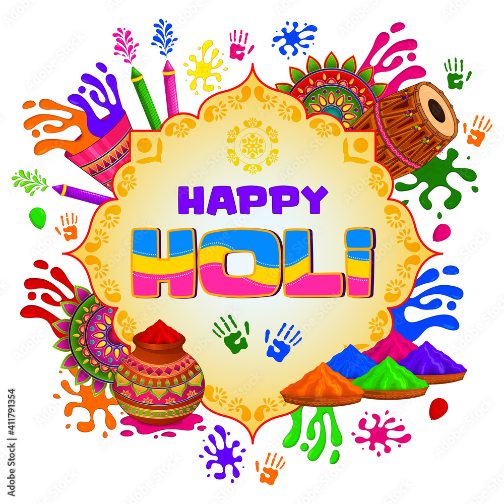 Colorful Holi Greeting, Festival of colors
