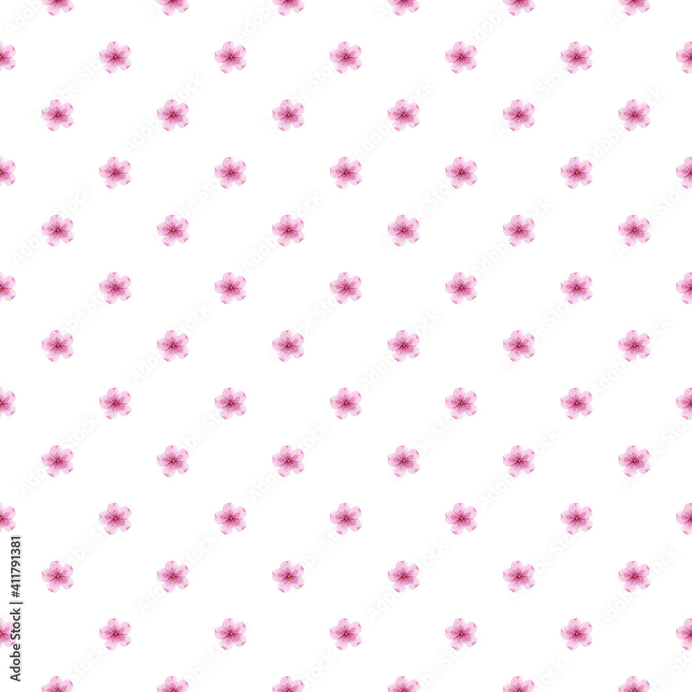Floral seamless pattern. .Watercolor hand painted seamless pattern of pink flowers.