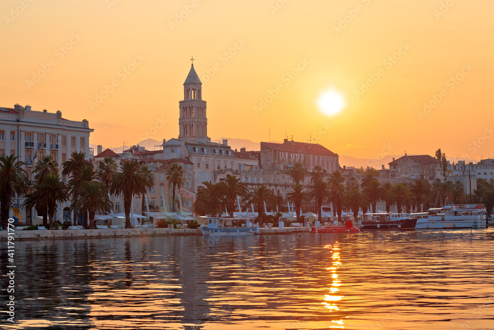 City of Split waterfront golden sunrise view
