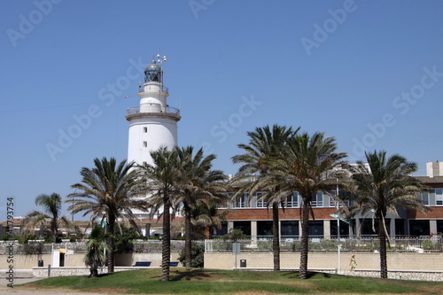 Lighthouse in the seaport of Malaga on the Mediterranean coast © b201735